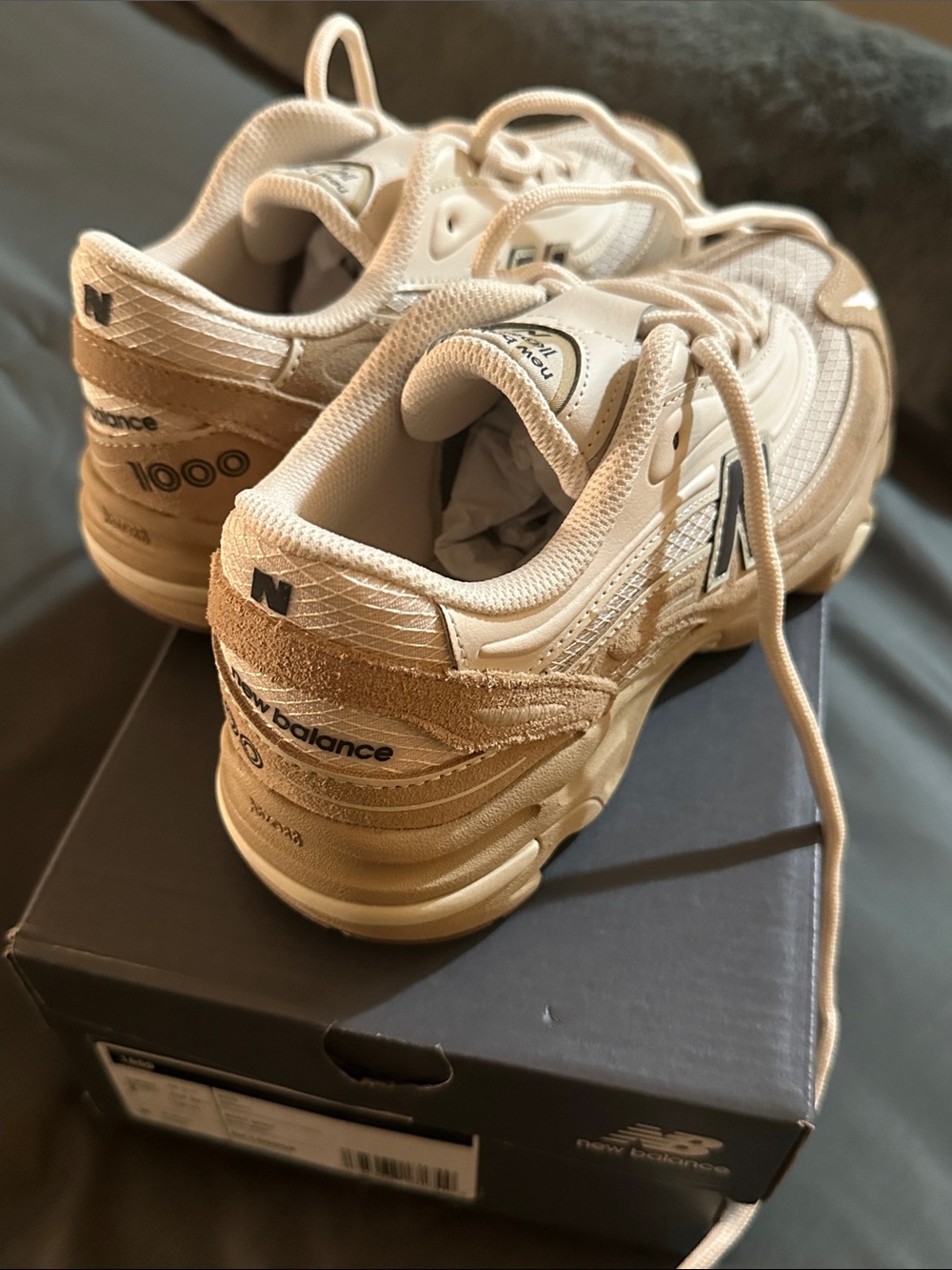 Brand-new New Balance Beige & Cream Chunky Runner Sneakers - Picture 4 of 4
